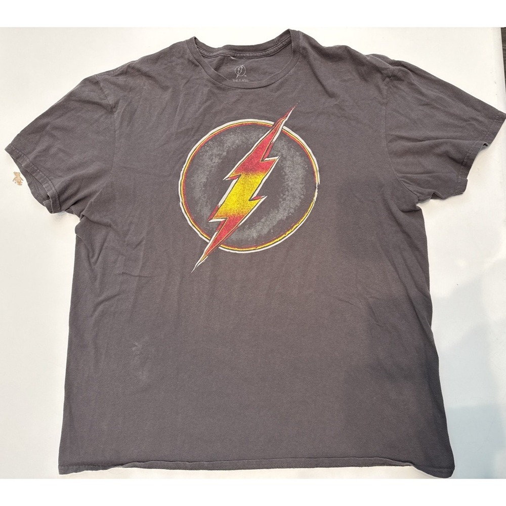 DC The Flash T-Shirt Men XL Gray Good Logo Graphic Short Sleeve Cotton